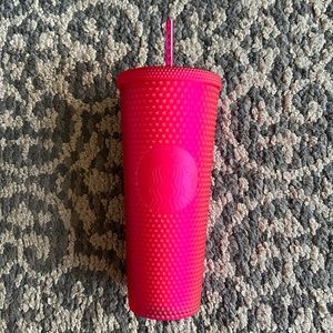 Starbucks Matte Hot Pink 24 oz Limited Edition Soft Studded Tumbler with Straw
